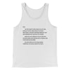 Letter To Sam Men/Unisex Tank Top White | Funny Shirt from Famous In Real Life