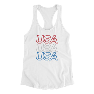 Usa Usa Usa Women's Racerback Tank White | Funny Shirt from Famous In Real Life