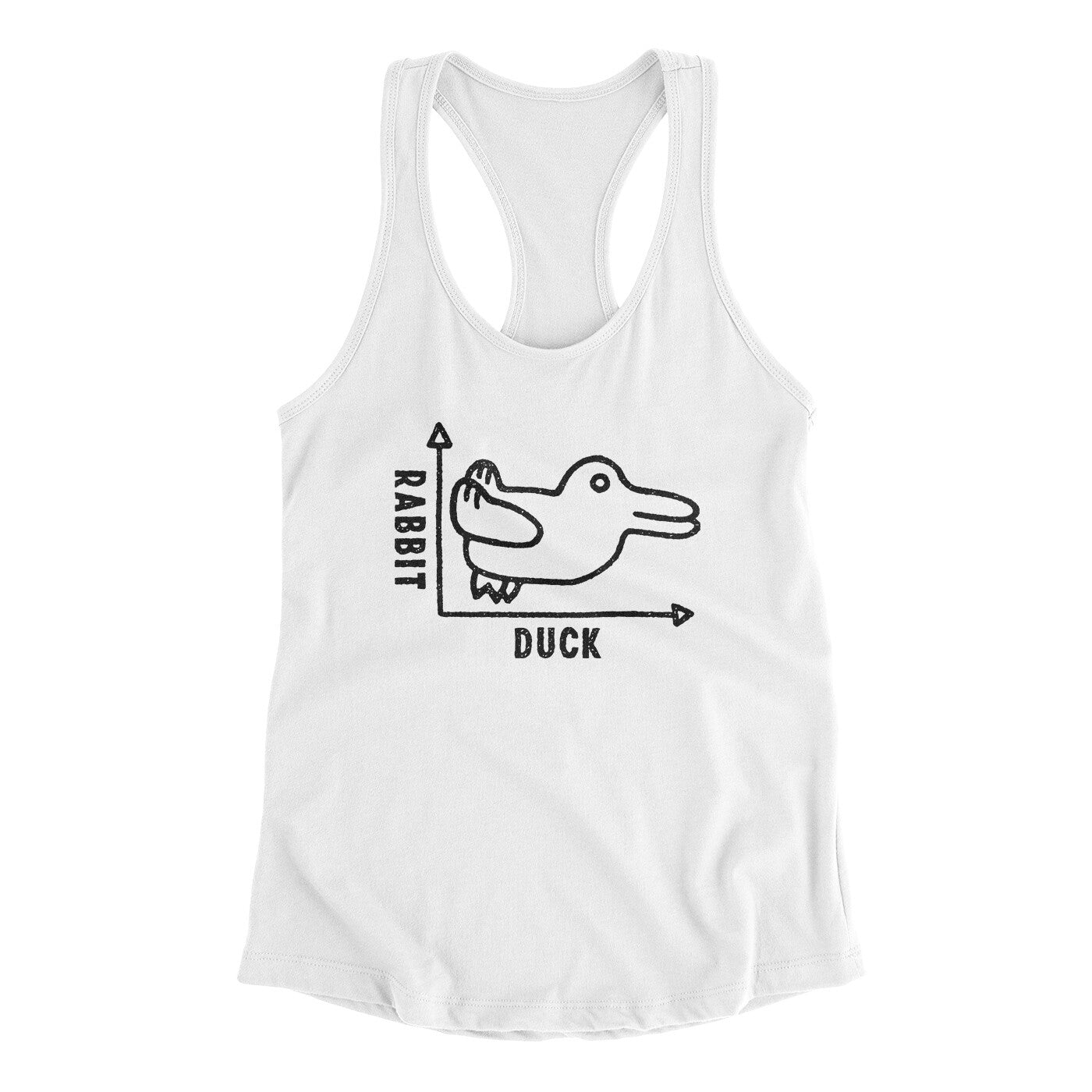 Rabbit Duck Graph Women's Racerback Tank White | Funny Shirt from Famous In Real Life