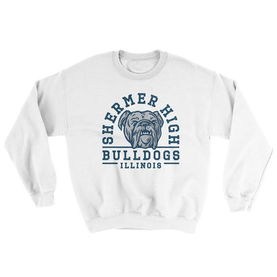 Shermer High Bulldogs Ugly Sweater White | Funny Shirt from Famous In Real Life