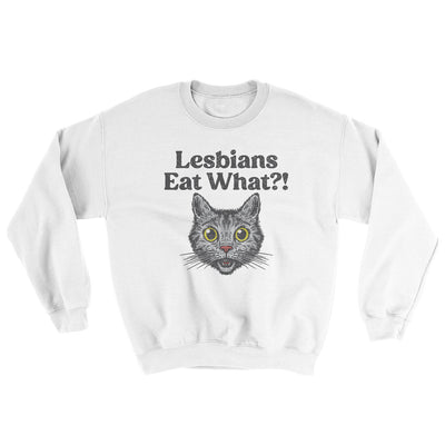 Lesbians Eat What? Ugly Sweater White | Funny Shirt from Famous In Real Life