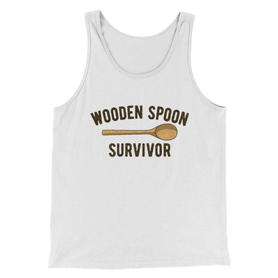 Wooden Spoon Survivor Men/Unisex Tank Top White | Funny Shirt from Famous In Real Life