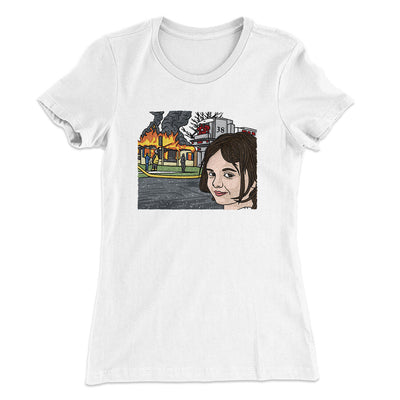 Disaster Girl Meme Funny Women's T-Shirt White | Funny Shirt from Famous In Real Life