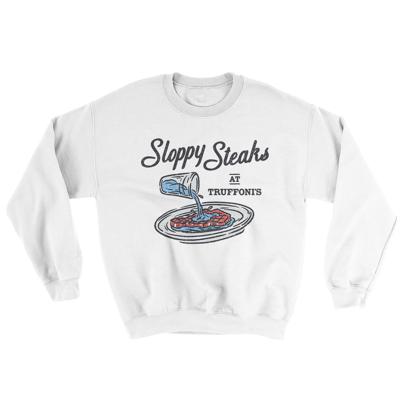 Sloppy Steaks At Truffoni's Ugly Sweater White | Funny Shirt from Famous In Real Life
