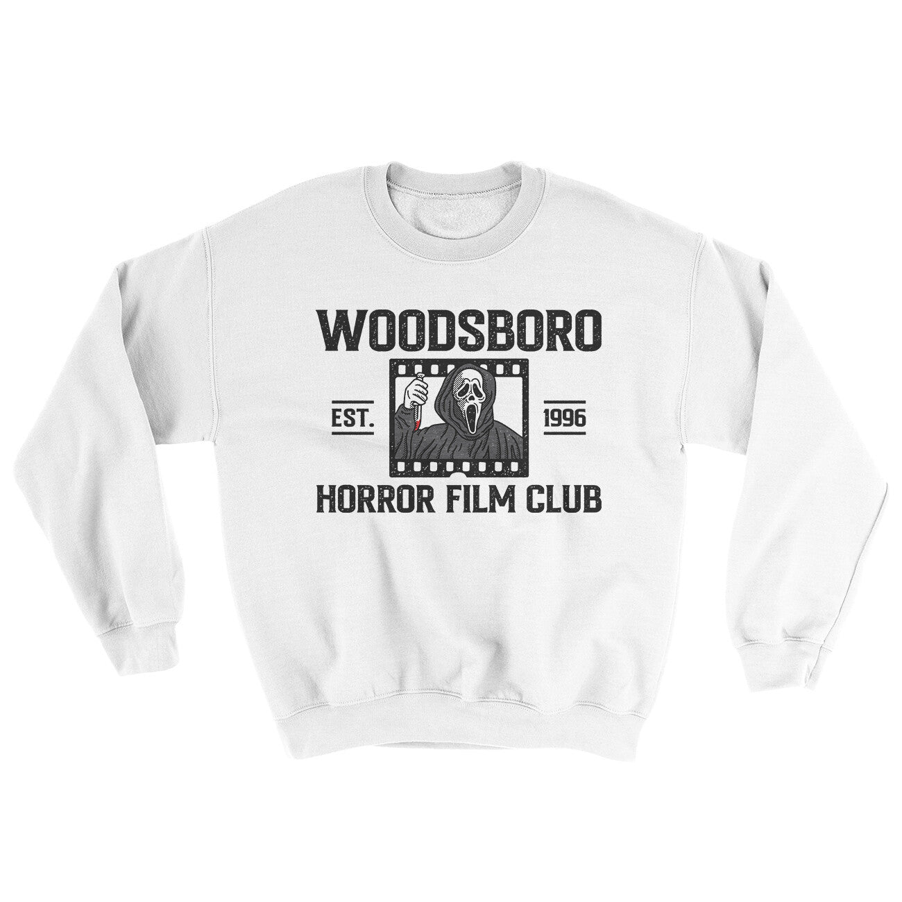 Woodsboro Horror Film Club Ugly Sweater White | Funny Shirt from Famous In Real Life