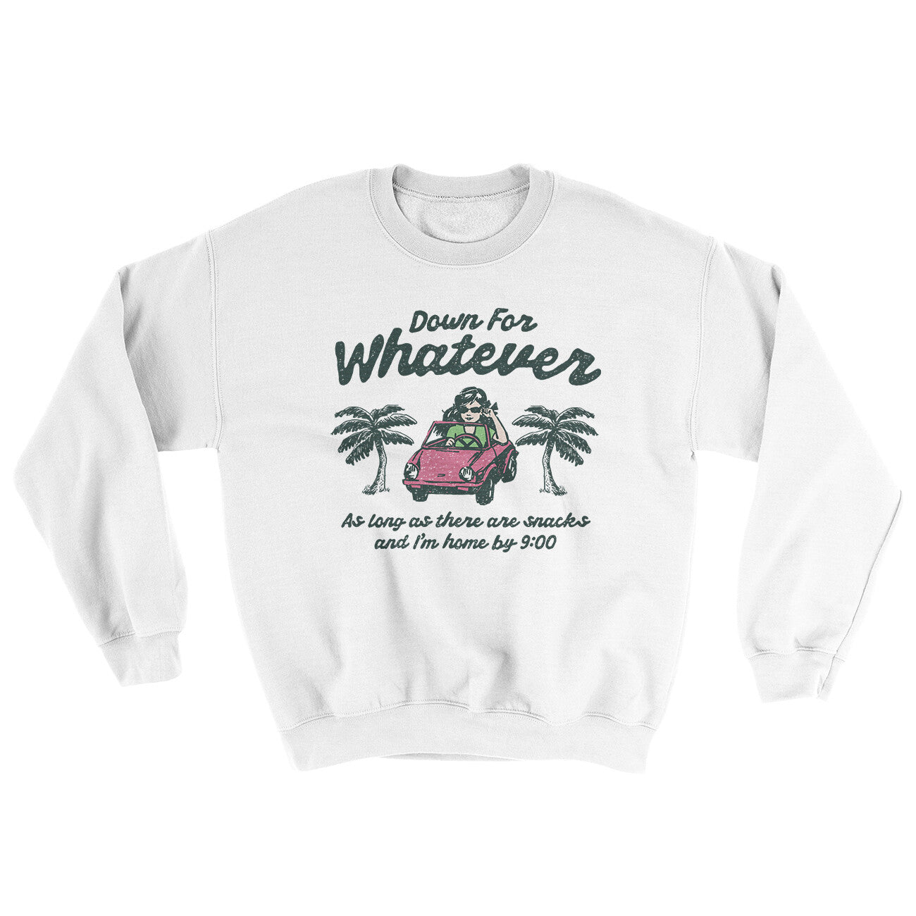 Down For Whatever As Long As There Are Snacks Ugly Sweater White | Funny Shirt from Famous In Real Life