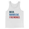 Beer, Barbecue, Fireworks Men/Unisex Tank Top White | Funny Shirt from Famous In Real Life