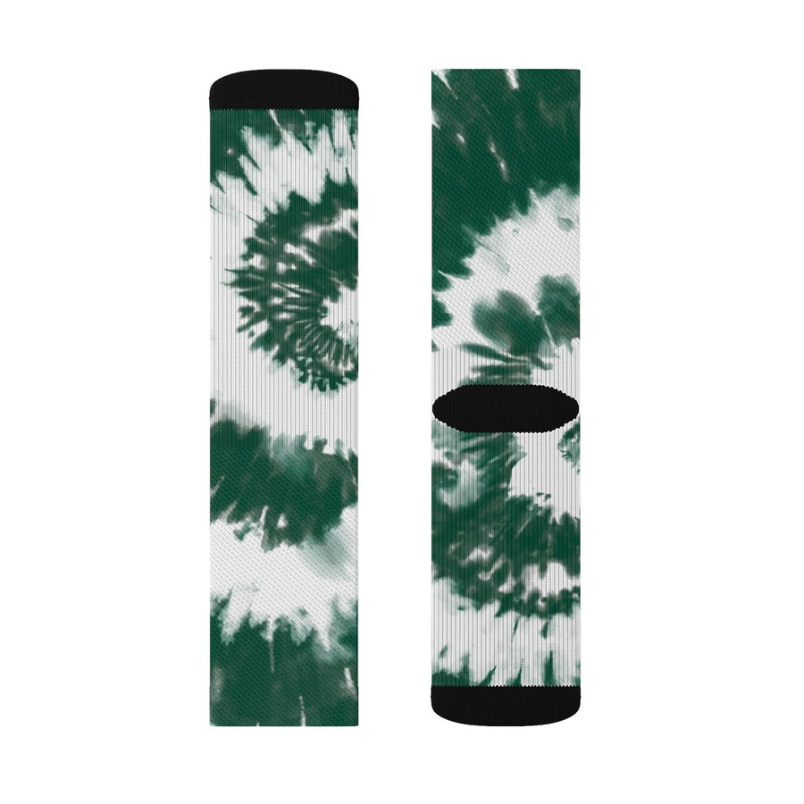 Green & White Tie Dye Adult Crew Socks | Funny Shirt from Famous In Real Life