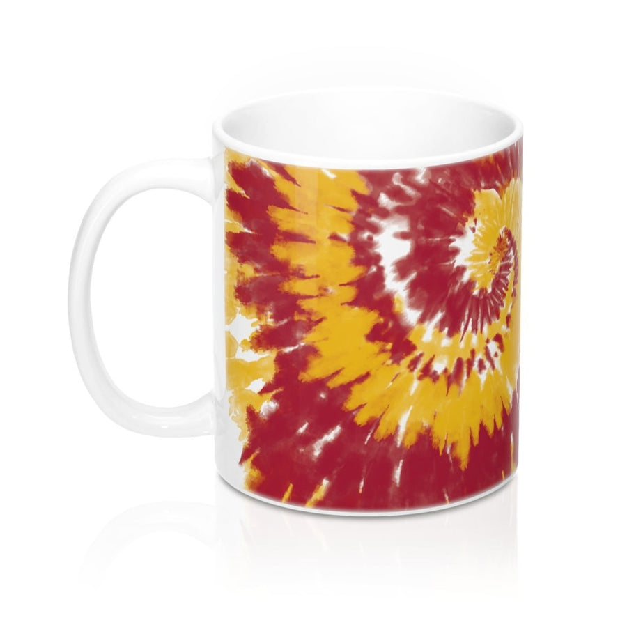 Maroon & Yellow Tie Dye Coffee Mug 11oz | Funny Shirt from Famous In Real Life