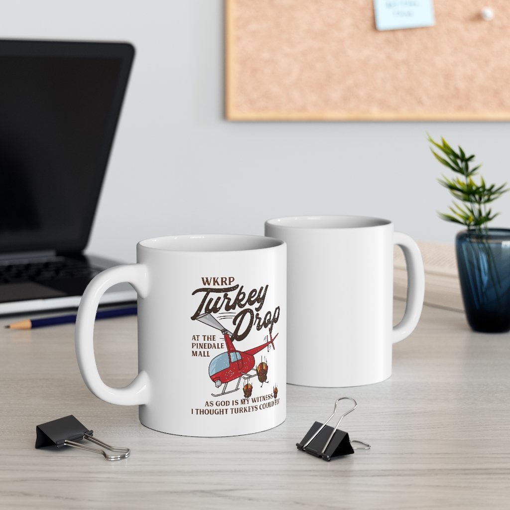WKRP Turkey Drop Coffee Mug | Funny Shirt from Famous In Real Life