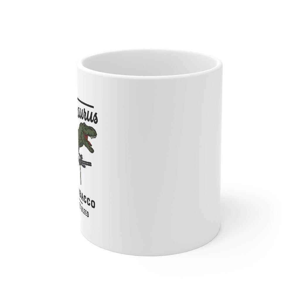 Sexual Tyrannosaurus Chewing Tobacco Coffee Mug | Funny Shirt from Famous In Real Life