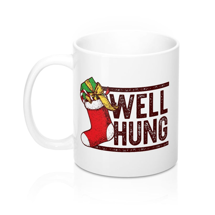 Well Hung Christmas Stocking Coffee Mug | Funny Shirt from Famous In Real Life