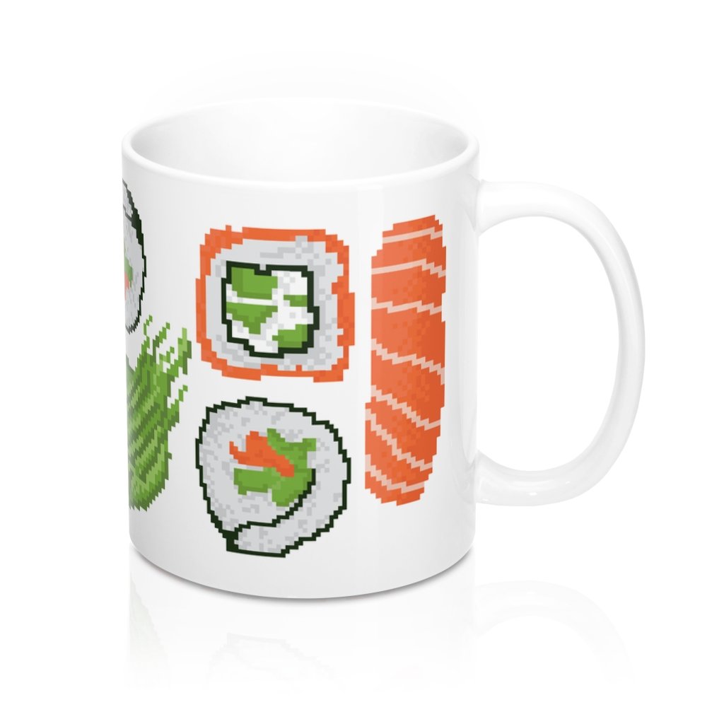Sushi 8-bit Coffee Mug | Funny Shirt from Famous In Real Life