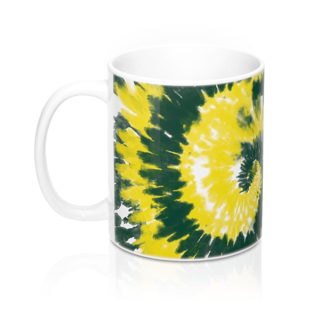 Green & Yellow Tie Dye Coffee Mug 11oz | Funny Shirt from Famous In Real Life