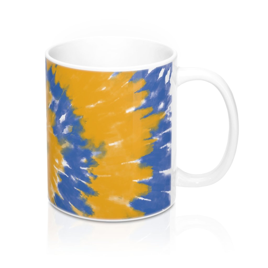 Powder Blue & Yellow Tie Dye Coffee Mug | Funny Shirt from Famous In Real Life