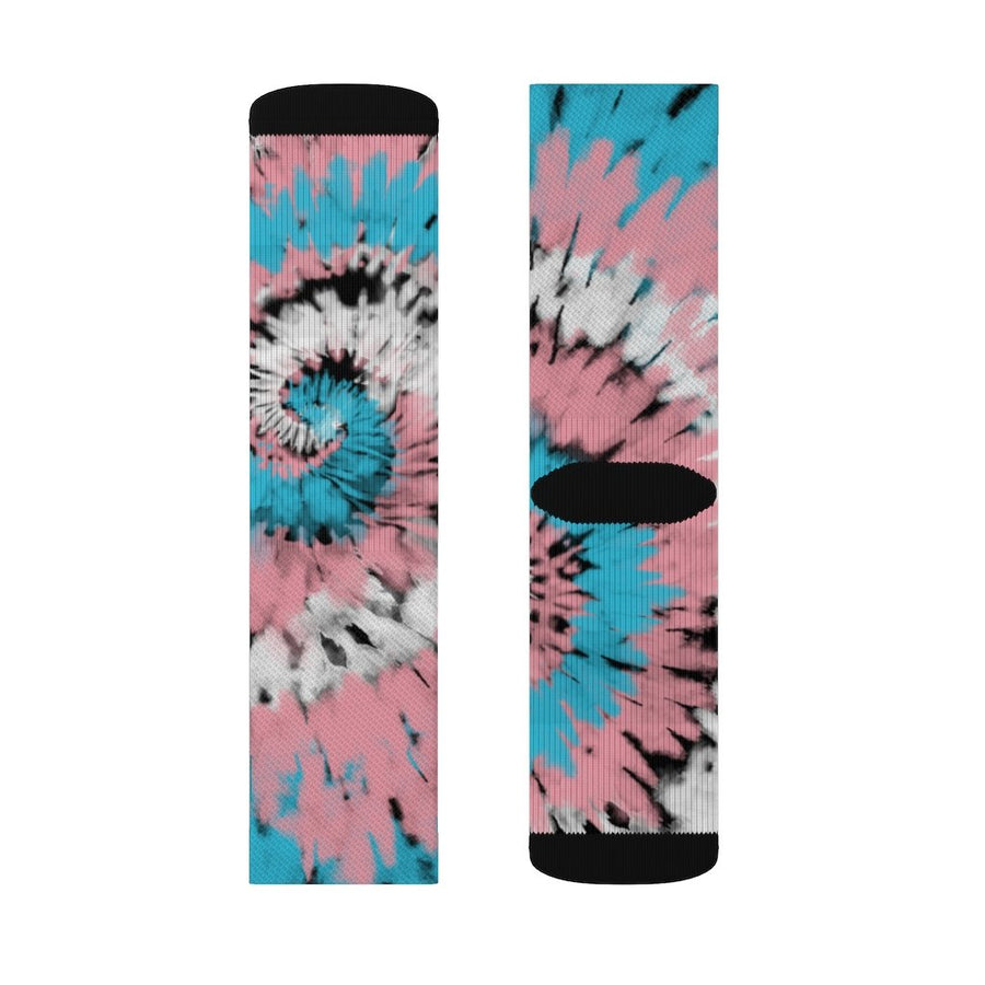 Trans Tie Dye Adult Crew Socks | Funny Shirt from Famous In Real Life