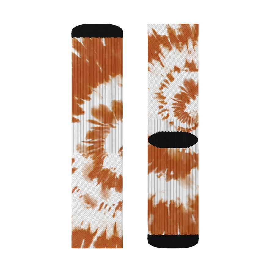 Burnt Orange & White Tie Dye Adult Crew Socks | Funny Shirt from Famous In Real Life