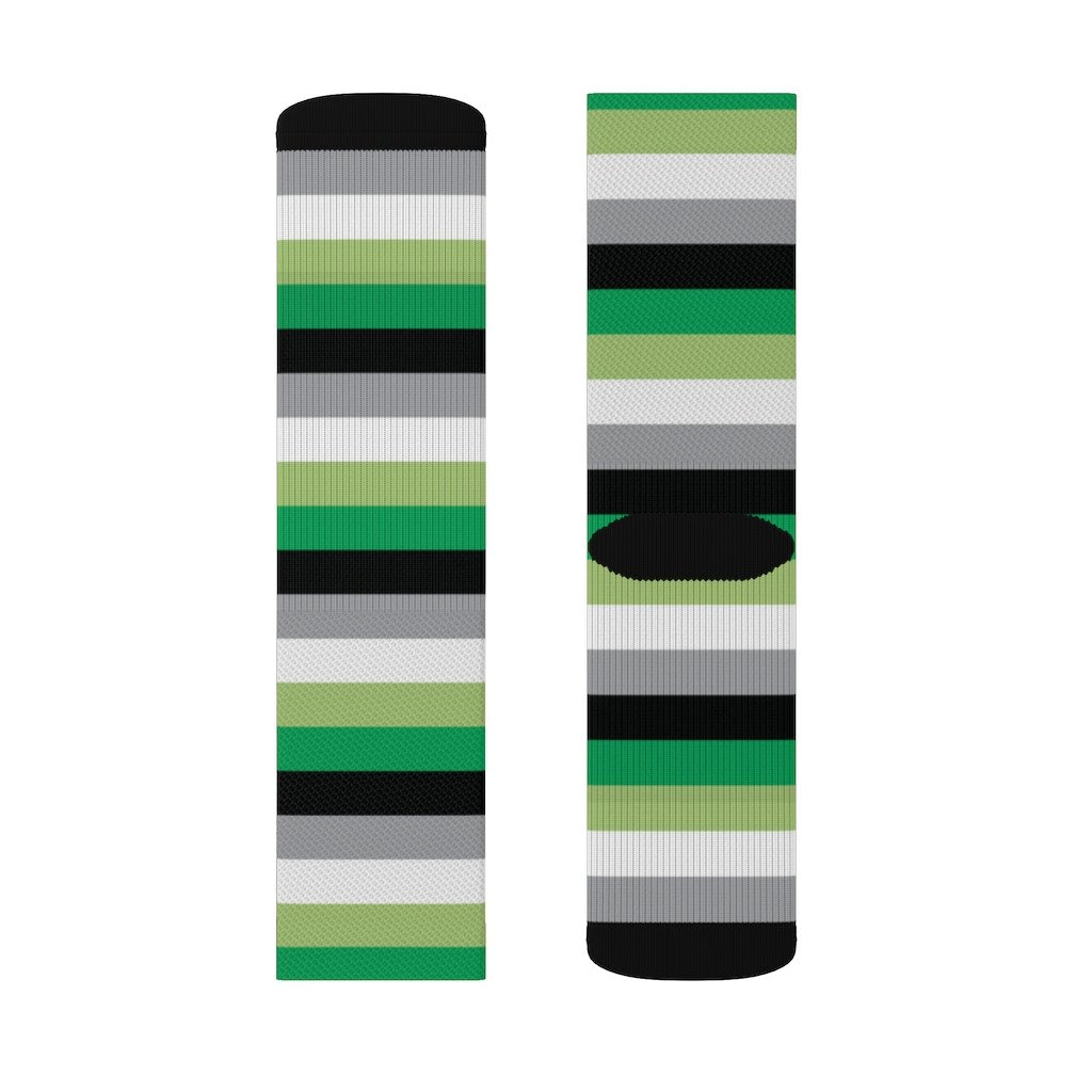 Aromantic Stripes Adult Crew Socks M | Funny Shirt from Famous In Real Life