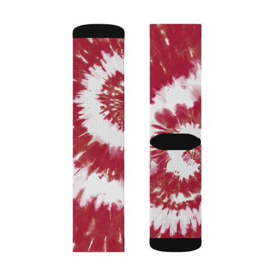 Maroon & White Tie Dye Adult Crew Socks M | Funny Shirt from Famous In Real Life