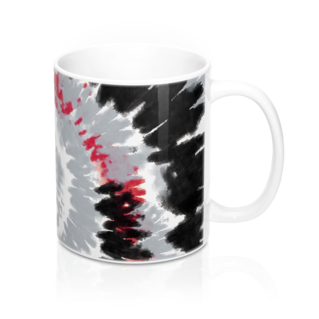 Silver, Red, & Black Tie Dye Coffee Mug | Funny Shirt from Famous In Real Life