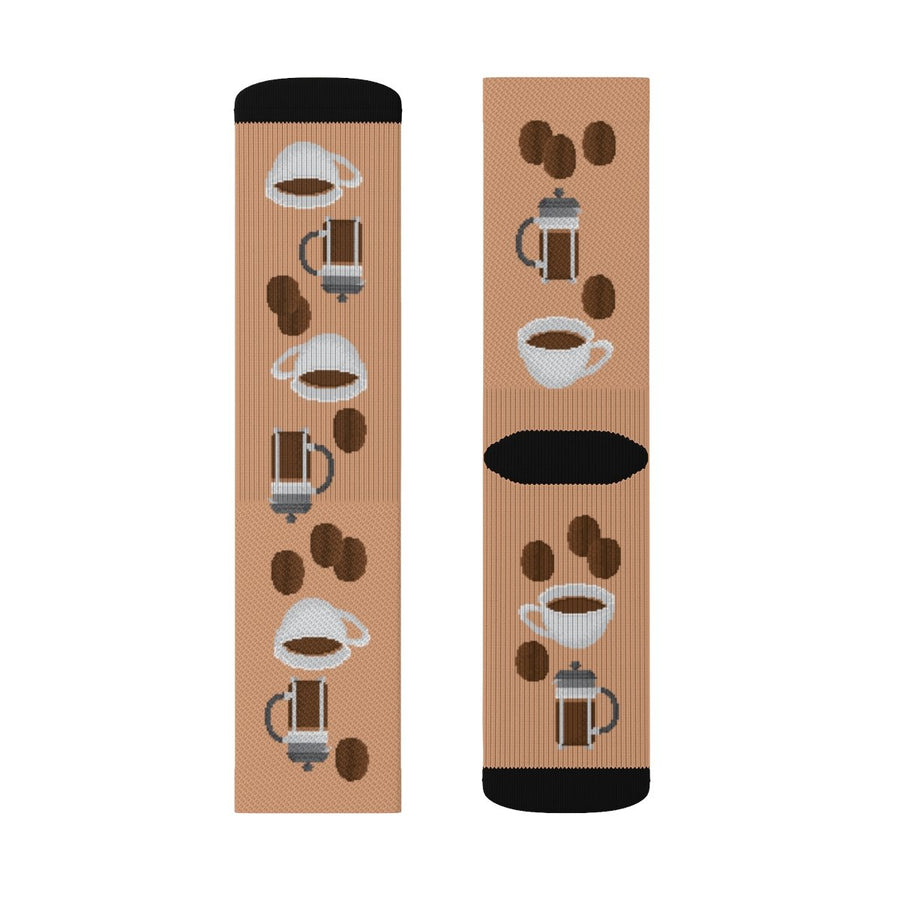 Coffee 8-Bit Adult Crew Socks M | Funny Shirt from Famous In Real Life