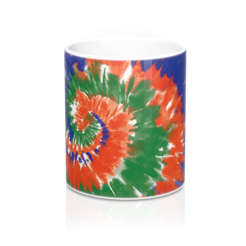 Green, Blue, & Orange Tie Dye Coffee Mug | Funny Shirt from Famous In Real Life
