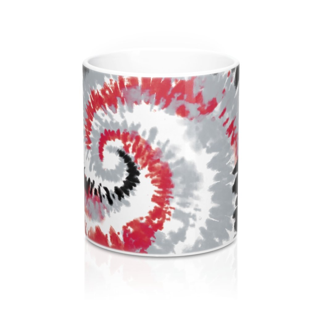 Silver, Red, & Black Tie Dye Coffee Mug | Funny Shirt from Famous In Real Life