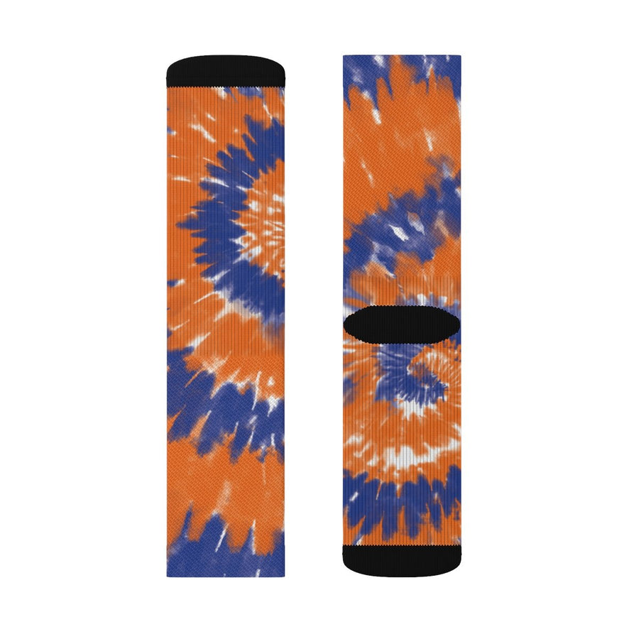 Blue & Orange Tie Dye Adult Crew Socks | Funny Shirt from Famous In Real Life