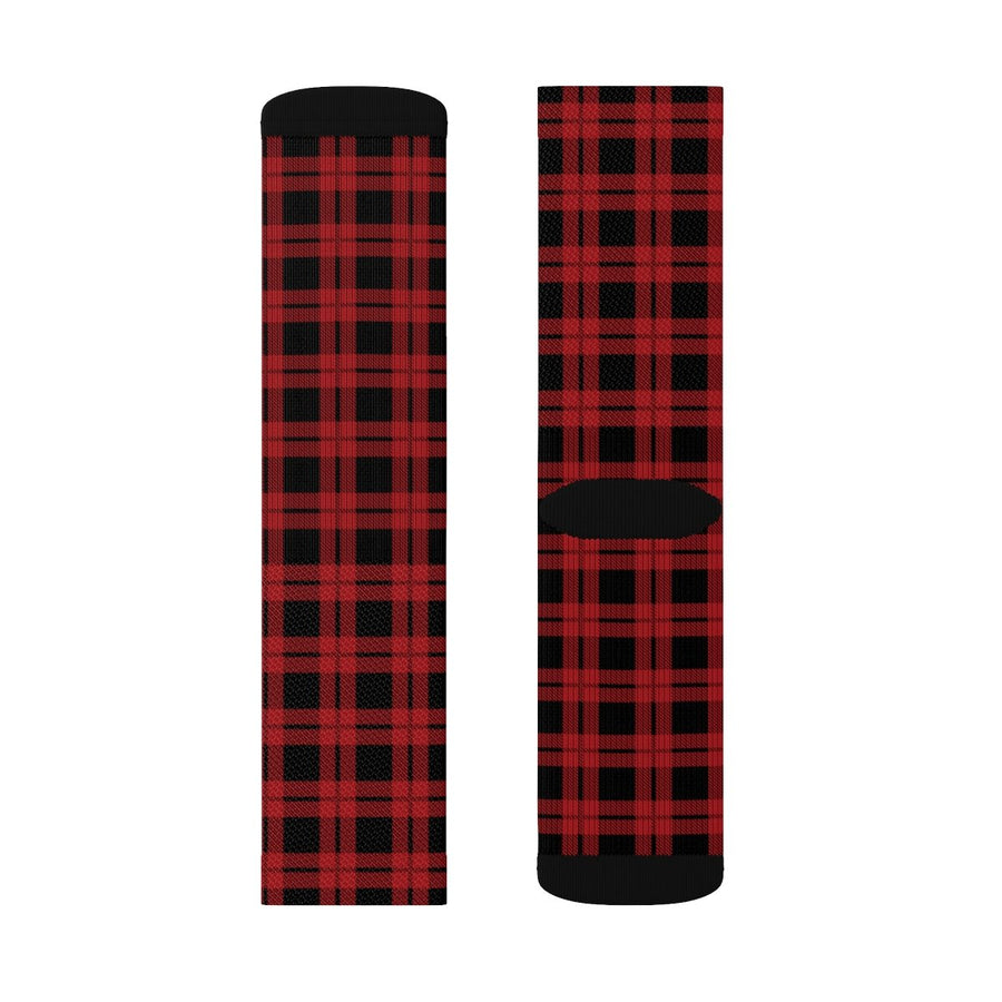 Red & Black Lumberjack Adult Crew Socks | Funny Shirt from Famous In Real Life