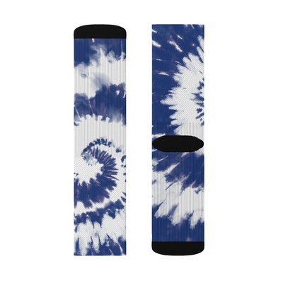 Blue & White Tie Dye Adult Crew Socks M | Funny Shirt from Famous In Real Life