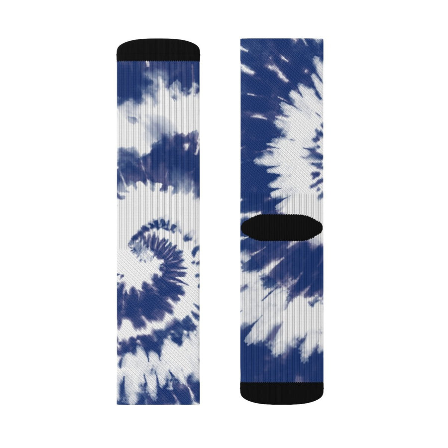 Blue & White Tie Dye Adult Crew Socks | Funny Shirt from Famous In Real Life