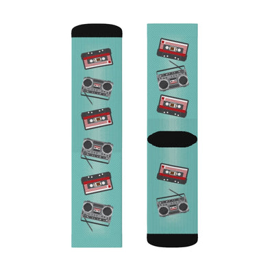 Cassette & Boombox 8-Bit Adult Crew Socks M | Funny Shirt from Famous In Real Life