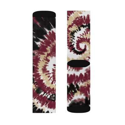 Garnet & Gold Tie Dye Adult Crew Socks M | Funny Shirt from Famous In Real Life