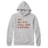 Hey All You Cool Cats And Kittens Hoodie Athletic Heather | Funny Shirt from Famous In Real Life