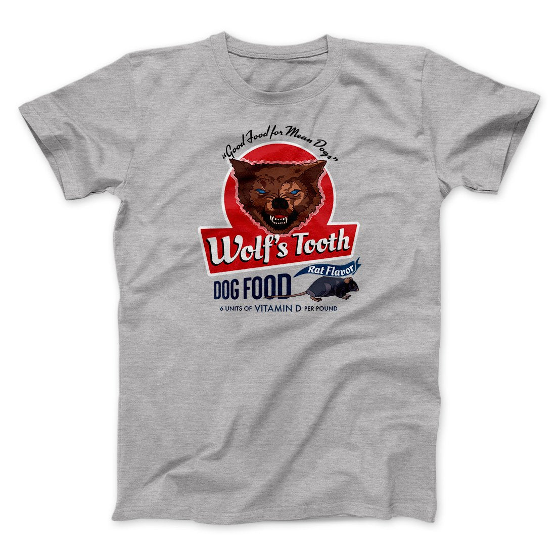 Wolf's Tooth Dog Food Funny Movie Men/Unisex T-Shirt Athletic Heather | Funny Shirt from Famous In Real Life