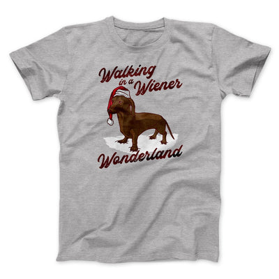 Walking In A Wiener Wonderland Men/Unisex T-Shirt Athletic Heather | Funny Shirt from Famous In Real Life