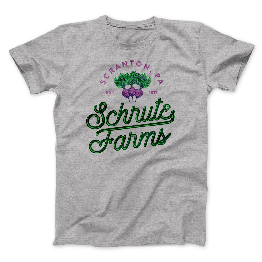 Schrute Farms Men/Unisex T-Shirt Athletic Heather | Funny Shirt from Famous In Real Life