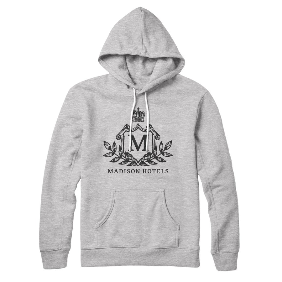 Madison Hotels Hoodie Athletic Heather | Funny Shirt from Famous In Real Life