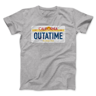 Outatime License Plate Funny Movie Men/Unisex T-Shirt Athletic Heather | Funny Shirt from Famous In Real Life
