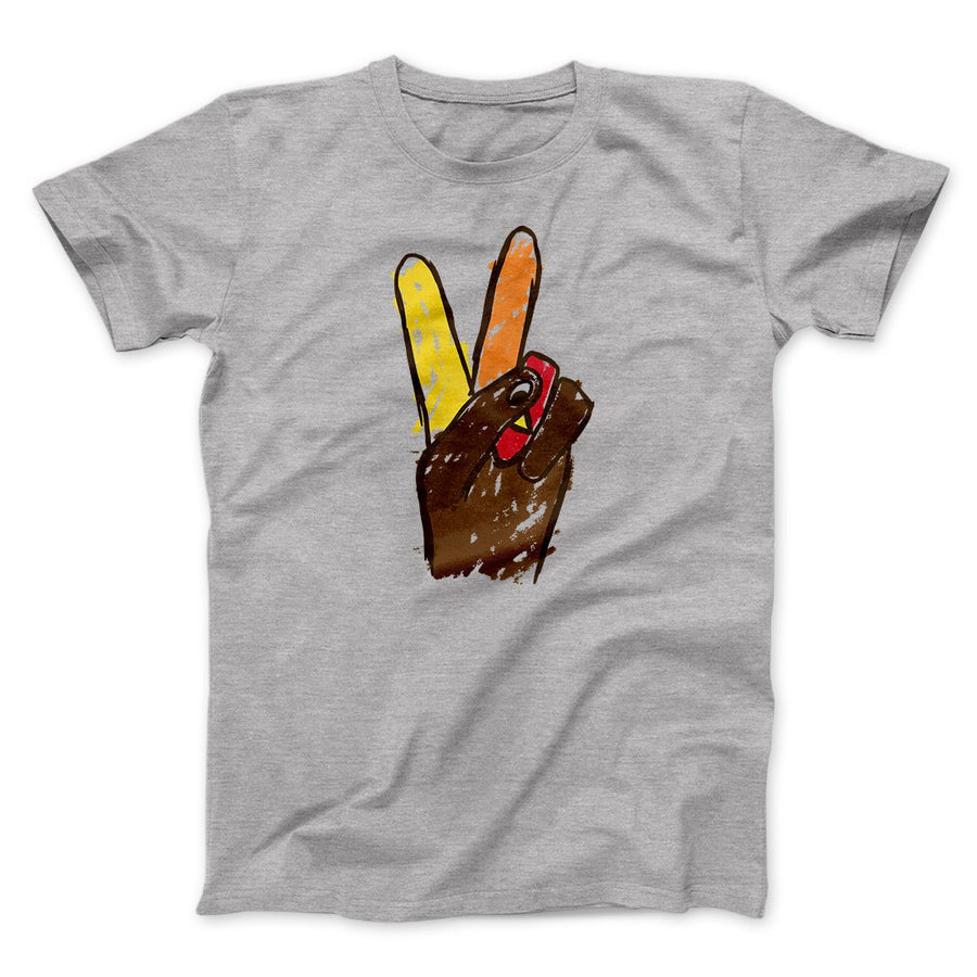 Peace Sign Hand Turkey Funny Thanksgiving Men/Unisex T-Shirt | Funny Shirt from Famous In Real Life
