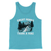 Great Minds Think A Hike Men/Unisex Tank Top Teal | Funny Shirt from Famous In Real Life