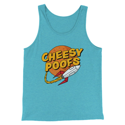 Cheesy Poofs Men/Unisex Tank Top Teal | Funny Shirt from Famous In Real Life