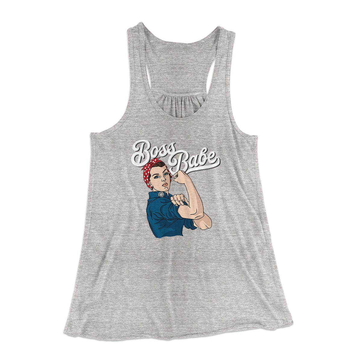 Boss Babe Women's Flowey Tank Top Athletic Heather | Funny Shirt from Famous In Real Life