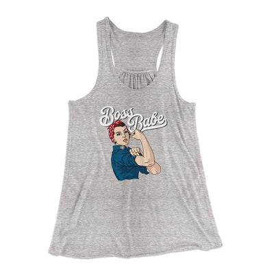 Boss Babe Women's Flowey Tank Top Athletic Heather | Funny Shirt from Famous In Real Life