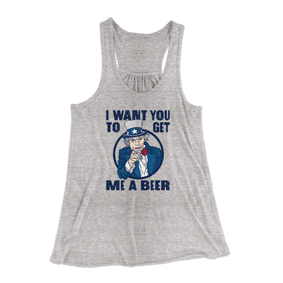 I Want You to Get Me a Beer Women's Flowey Tank Top Athletic Heather | Funny Shirt from Famous In Real Life
