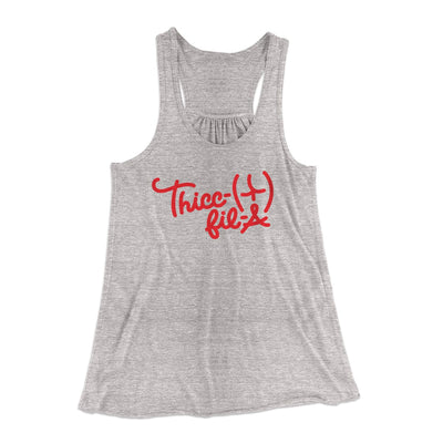 Thicc-Fil-A Funny Women's Flowey Tank Top Athletic Heather | Funny Shirt from Famous In Real Life