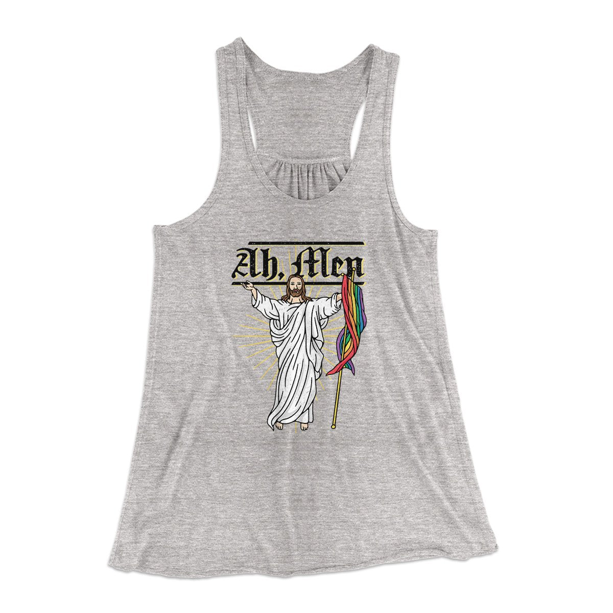 Ah, Men Women's Flowey Tank Top Athletic Heather | Funny Shirt from Famous In Real Life