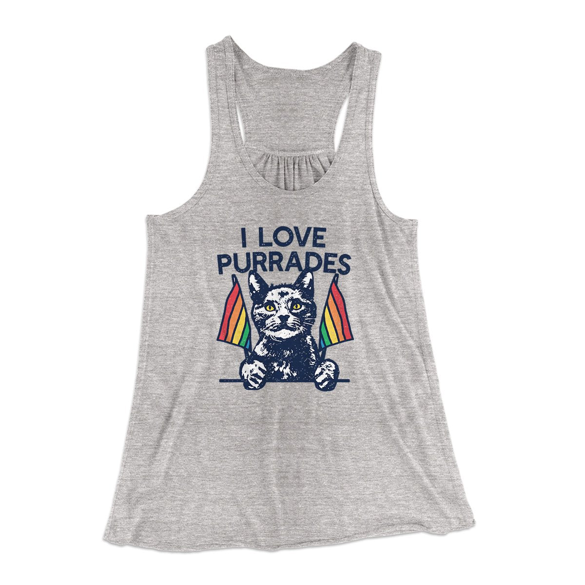 I Love Purrades Women's Flowey Tank Top Athletic Heather | Funny Shirt from Famous In Real Life