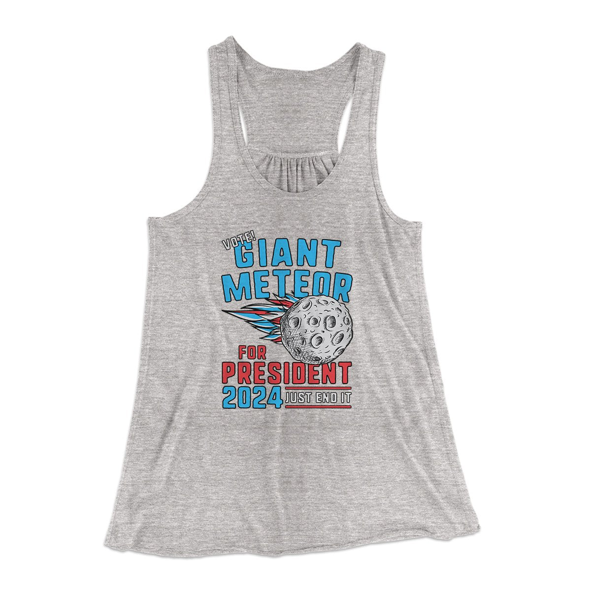 Giant Meteor 2024 Women's Flowey Tank Top Athletic Heather | Funny Shirt from Famous In Real Life