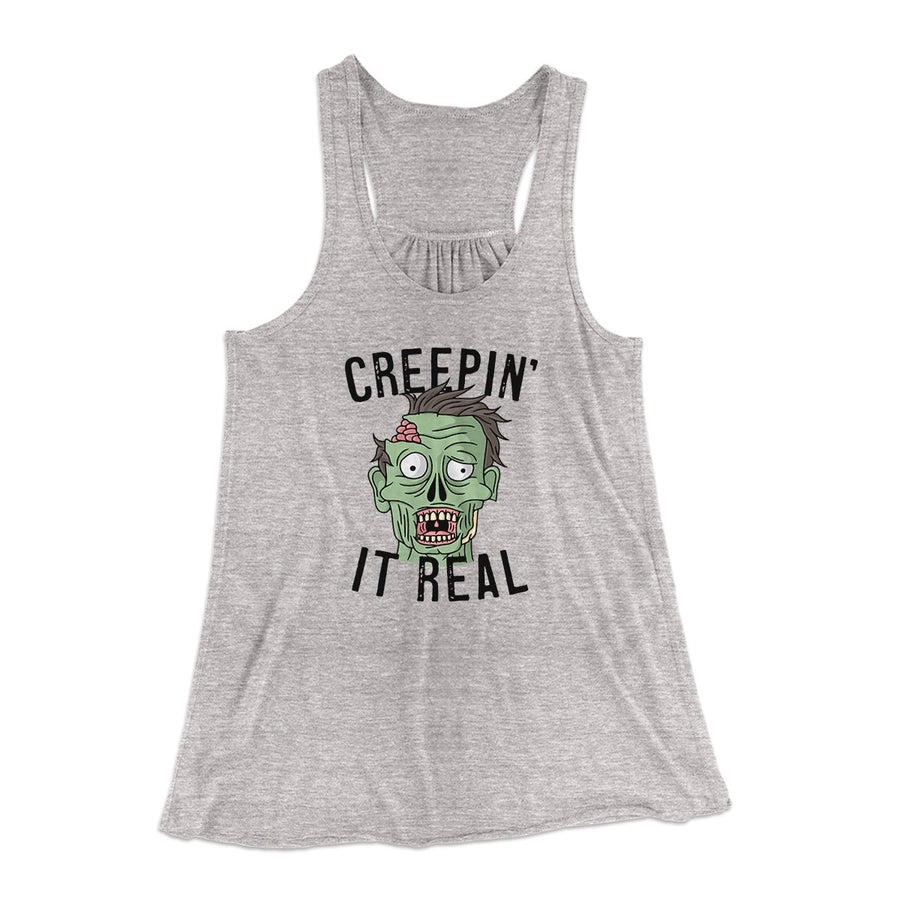 Creepin' It Real Women's Flowey Tank Top Athletic Heather | Funny Shirt from Famous In Real Life